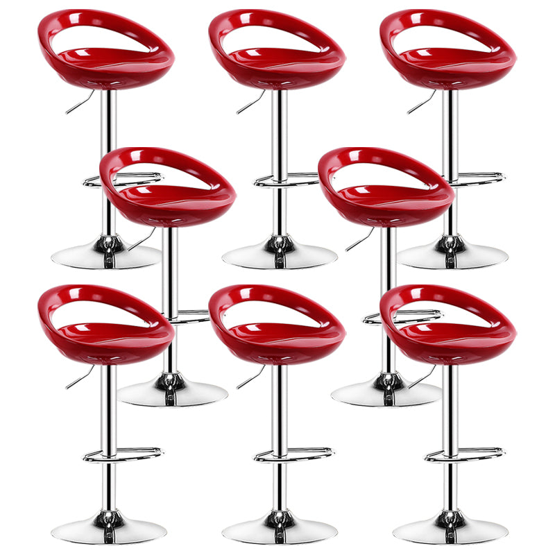 Plastic Adjustable Height Swivel Low Back Bar Stool with Footrest Red 8 Piece Set Clearhalo 'Bar Furniture' 'Bar Stools' 'bar_stools' 'furn' 'furn_bar_stools' 'Furniture' 'Kitchen & Dining Furniture' 7659954