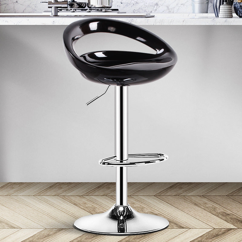 Plastic Adjustable Height Swivel Low Back Bar Stool with Footrest Black 1 Piece Clearhalo 'Bar Furniture' 'Bar Stools' 'bar_stools' 'furn' 'furn_bar_stools' 'Furniture' 'Kitchen & Dining Furniture' 7659955