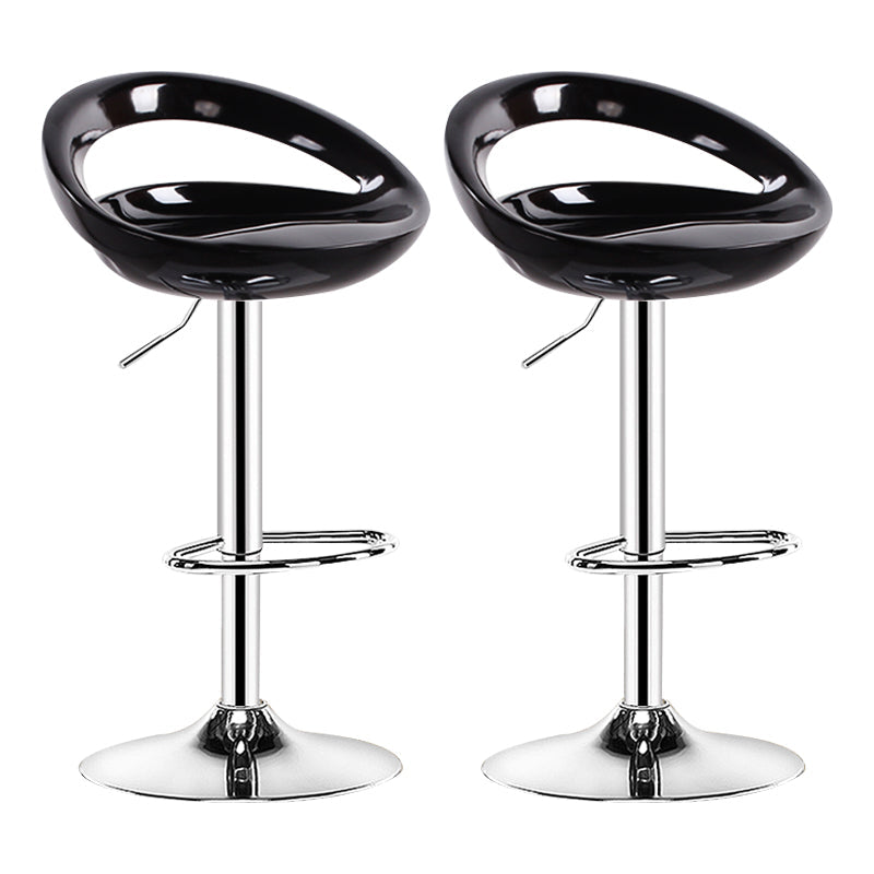 Plastic Adjustable Height Swivel Low Back Bar Stool with Footrest Black 2 Piece Set Clearhalo 'Bar Furniture' 'Bar Stools' 'bar_stools' 'furn' 'furn_bar_stools' 'Furniture' 'Kitchen & Dining Furniture' 7659956