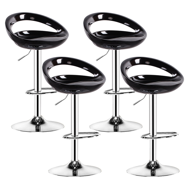 Plastic Adjustable Height Swivel Low Back Bar Stool with Footrest Black 4 Piece Set Clearhalo 'Bar Furniture' 'Bar Stools' 'bar_stools' 'furn' 'furn_bar_stools' 'Furniture' 'Kitchen & Dining Furniture' 7659957