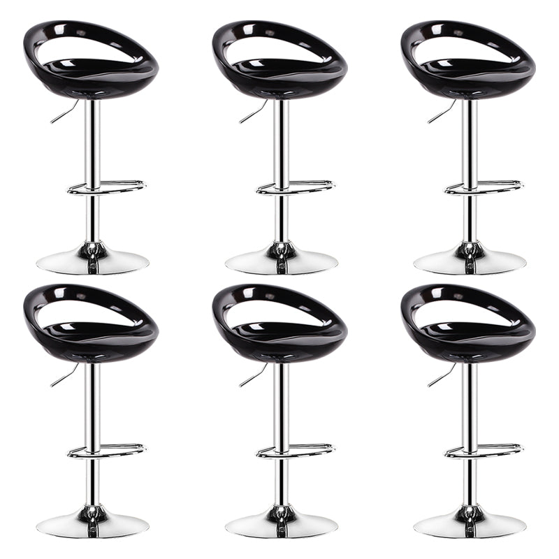 Plastic Adjustable Height Swivel Low Back Bar Stool with Footrest Black 6 Piece Set Clearhalo 'Bar Furniture' 'Bar Stools' 'bar_stools' 'furn' 'furn_bar_stools' 'Furniture' 'Kitchen & Dining Furniture' 7659958