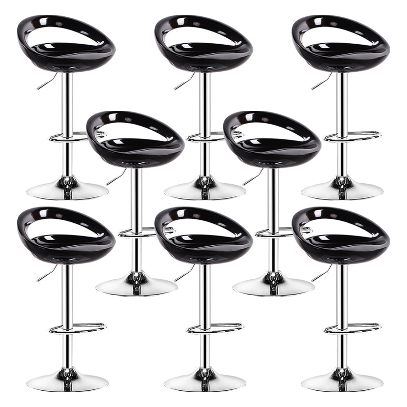 Plastic Adjustable Height Swivel Low Back Bar Stool with Footrest Black 8 Piece Set Clearhalo 'Bar Furniture' 'Bar Stools' 'bar_stools' 'furn' 'furn_bar_stools' 'Furniture' 'Kitchen & Dining Furniture' 7659959