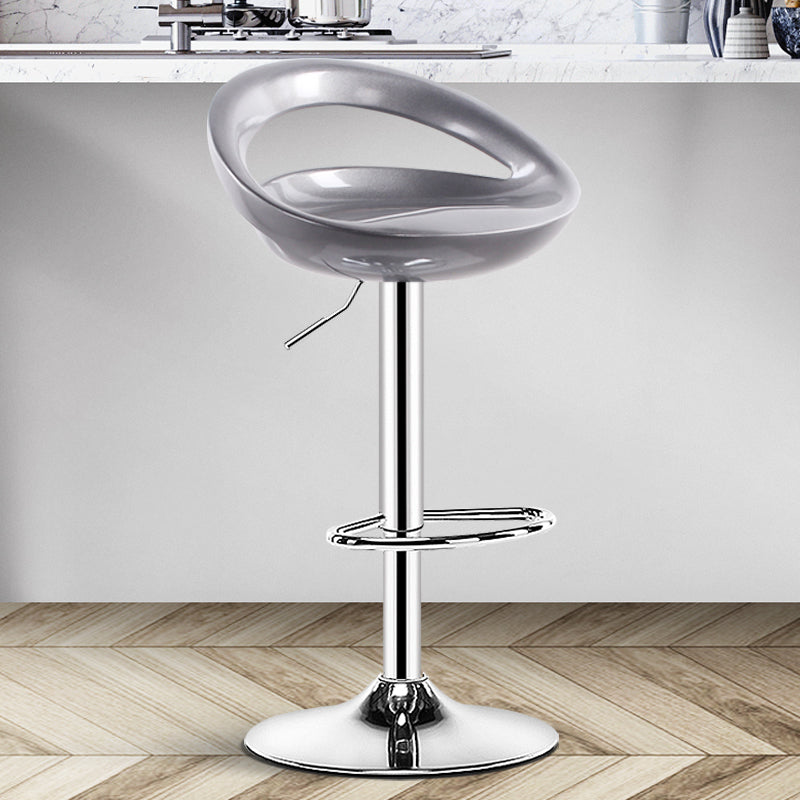 Plastic Adjustable Height Swivel Low Back Bar Stool with Footrest Silver Gray 1 Piece Clearhalo 'Bar Furniture' 'Bar Stools' 'bar_stools' 'furn' 'furn_bar_stools' 'Furniture' 'Kitchen & Dining Furniture' 7659960