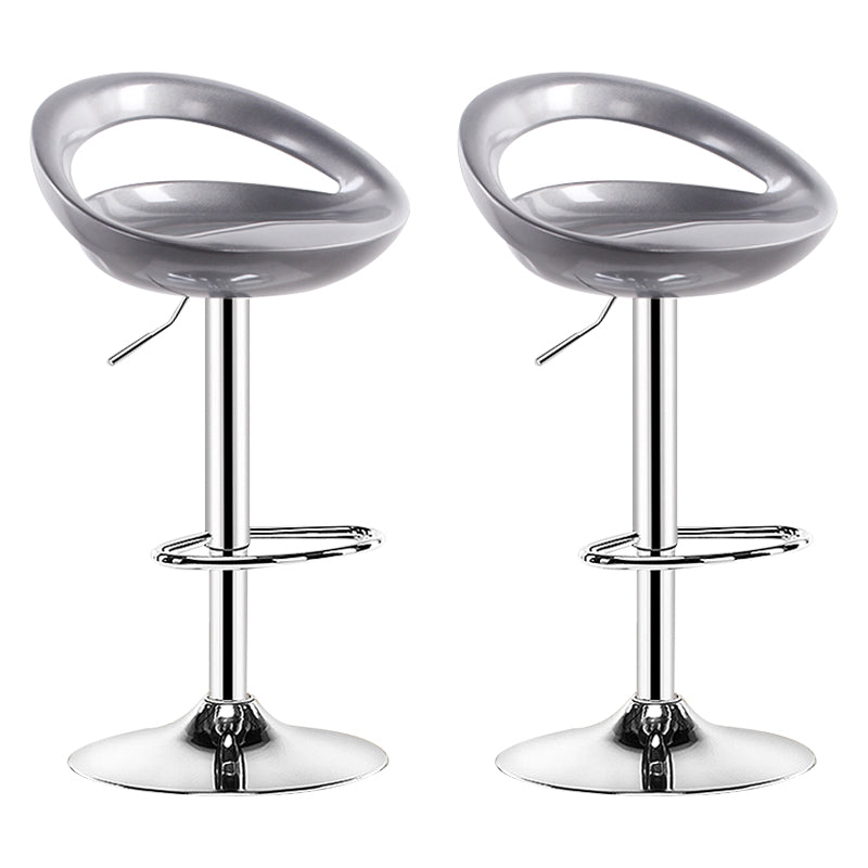 Plastic Adjustable Height Swivel Low Back Bar Stool with Footrest Silver Gray 2 Piece Set Clearhalo 'Bar Furniture' 'Bar Stools' 'bar_stools' 'furn' 'furn_bar_stools' 'Furniture' 'Kitchen & Dining Furniture' 7659961