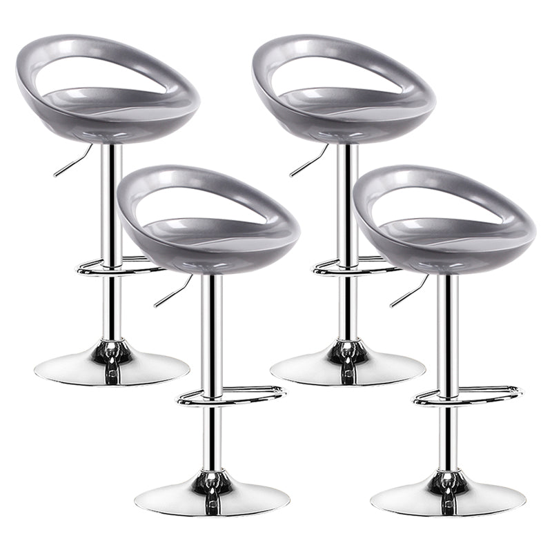 Plastic Adjustable Height Swivel Low Back Bar Stool with Footrest Silver Gray 4 Piece Set Clearhalo 'Bar Furniture' 'Bar Stools' 'bar_stools' 'furn' 'furn_bar_stools' 'Furniture' 'Kitchen & Dining Furniture' 7659962