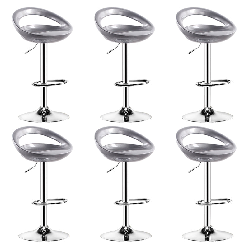 Plastic Adjustable Height Swivel Low Back Bar Stool with Footrest Silver Gray 6 Piece Set Clearhalo 'Bar Furniture' 'Bar Stools' 'bar_stools' 'furn' 'furn_bar_stools' 'Furniture' 'Kitchen & Dining Furniture' 7659963