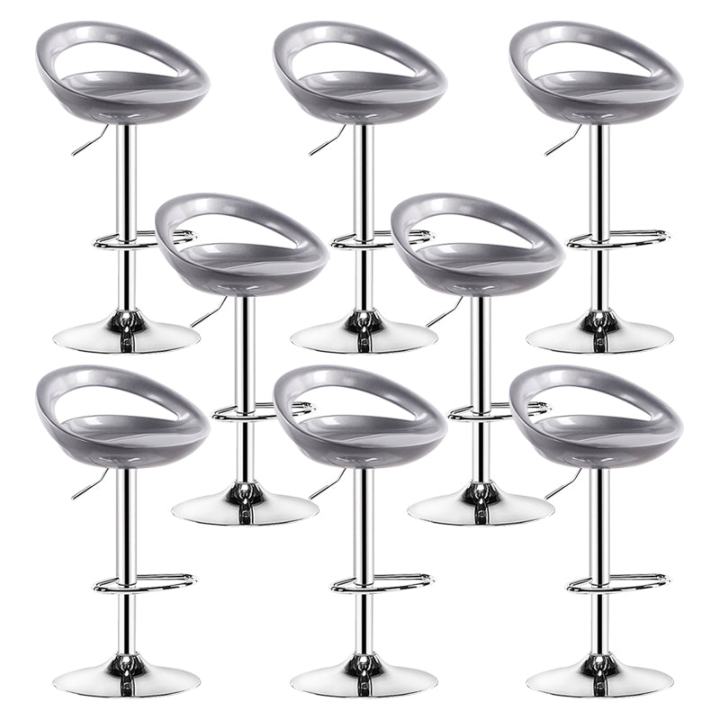 Plastic Adjustable Height Swivel Low Back Bar Stool with Footrest Silver Gray 8 Piece Set Clearhalo 'Bar Furniture' 'Bar Stools' 'bar_stools' 'furn' 'furn_bar_stools' 'Furniture' 'Kitchen & Dining Furniture' 7659964