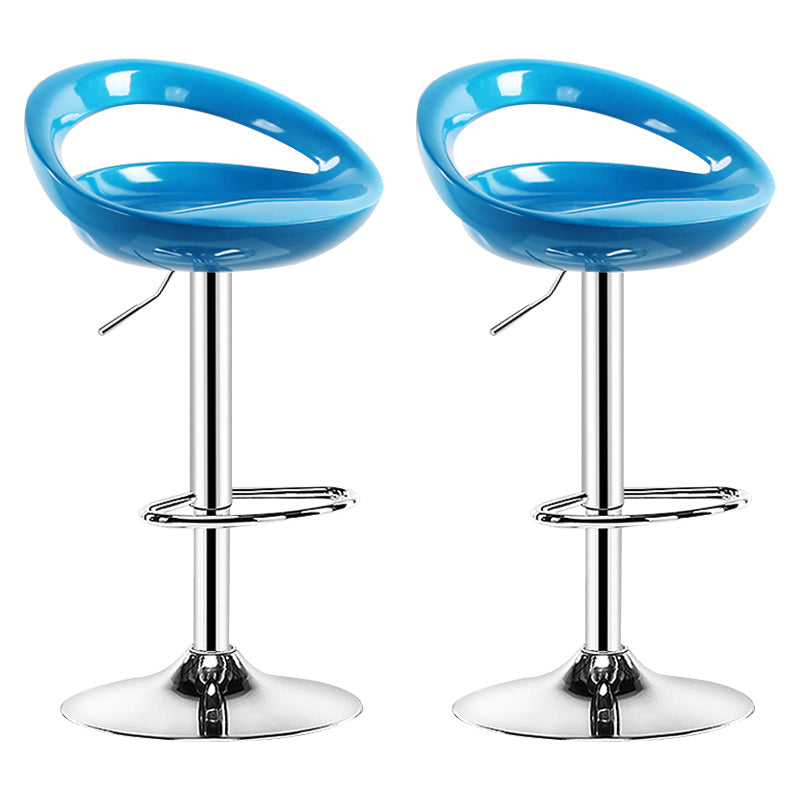 Plastic Adjustable Height Swivel Low Back Bar Stool with Footrest Sky Blue 2 Piece Set Clearhalo 'Bar Furniture' 'Bar Stools' 'bar_stools' 'furn' 'furn_bar_stools' 'Furniture' 'Kitchen & Dining Furniture' 7659966