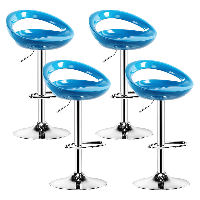 Plastic Adjustable Height Swivel Low Back Bar Stool with Footrest Sky Blue 4 Piece Set Clearhalo 'Bar Furniture' 'Bar Stools' 'bar_stools' 'furn' 'furn_bar_stools' 'Furniture' 'Kitchen & Dining Furniture' 7659967