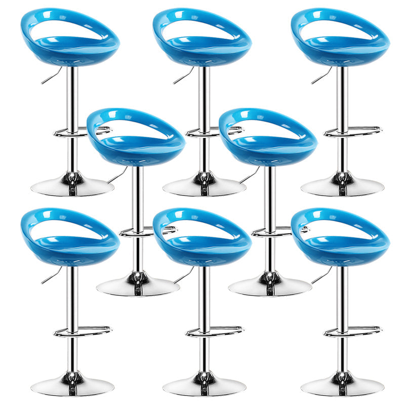 Plastic Adjustable Height Swivel Low Back Bar Stool with Footrest Sky Blue 8 Piece Set Clearhalo 'Bar Furniture' 'Bar Stools' 'bar_stools' 'furn' 'furn_bar_stools' 'Furniture' 'Kitchen & Dining Furniture' 7659969