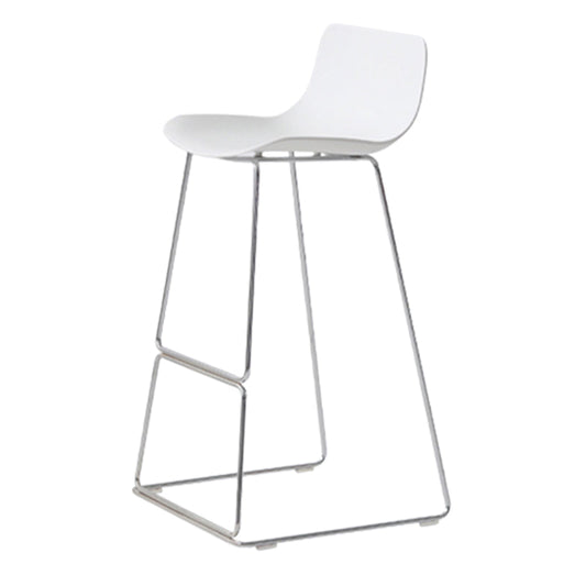Contemporary Armless Plastic Low Back Bar Stools with Metal Base