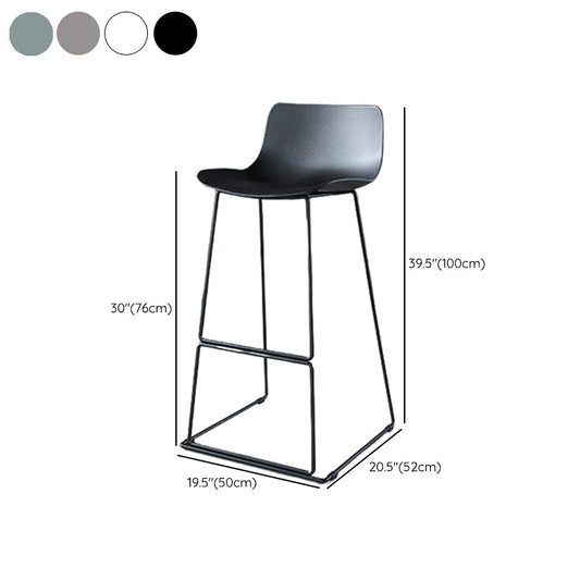 Contemporary Armless Plastic Low Back Bar Stools with Metal Base