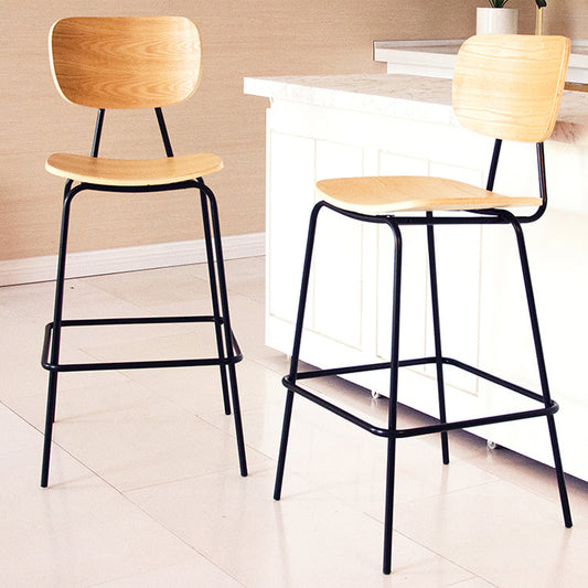 Contemporary Low Back Armless Bar Stools with Black Metal Base
