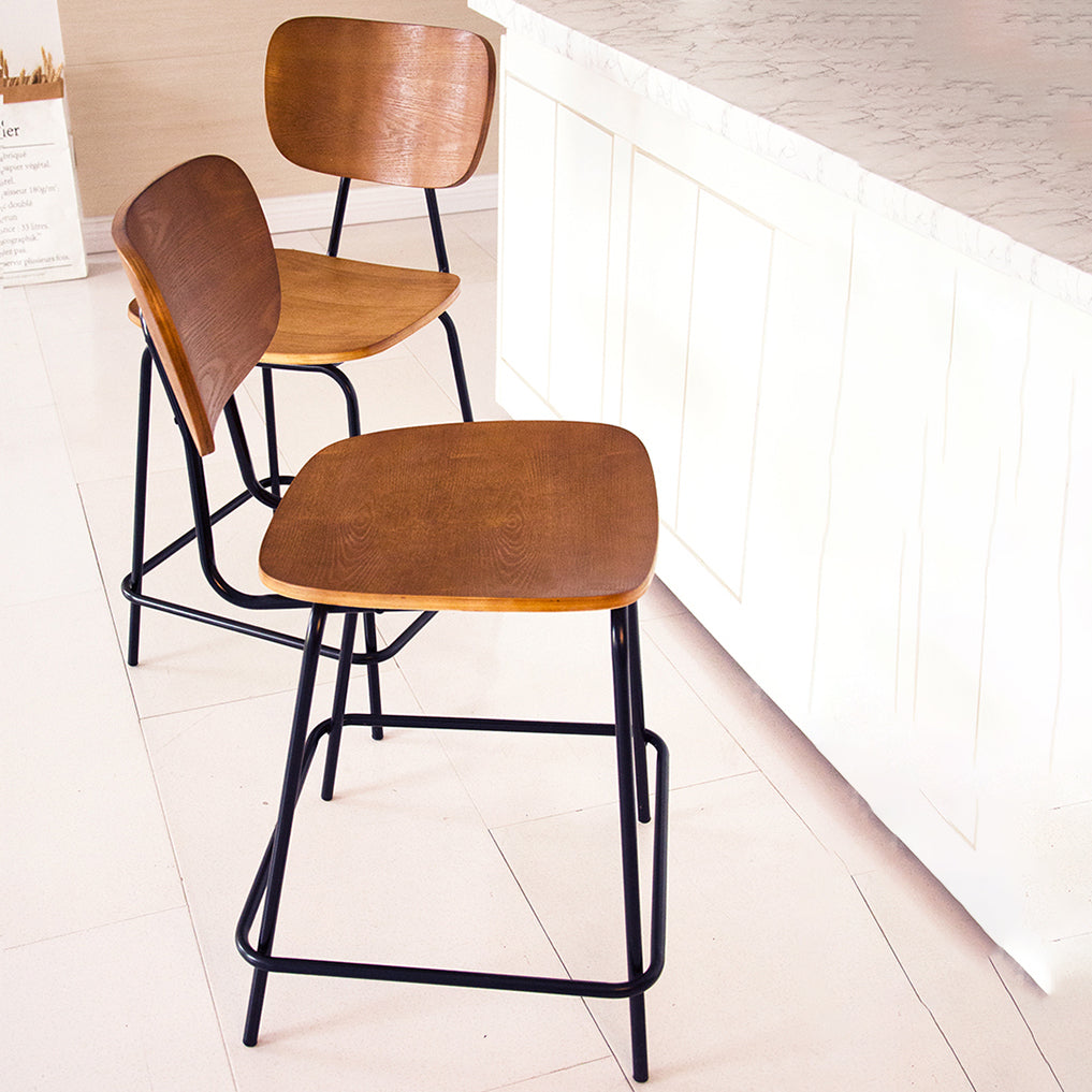 Taburetes contemporáneos de barra sin brazo con la base de metal negro