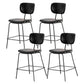 Taburetes contemporáneos de barra sin brazo con la base de metal negro