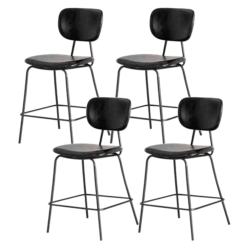 Taburetes contemporáneos de barra sin brazo con la base de metal negro