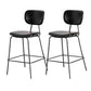 Taburetes contemporáneos de barra sin brazo con la base de metal negro