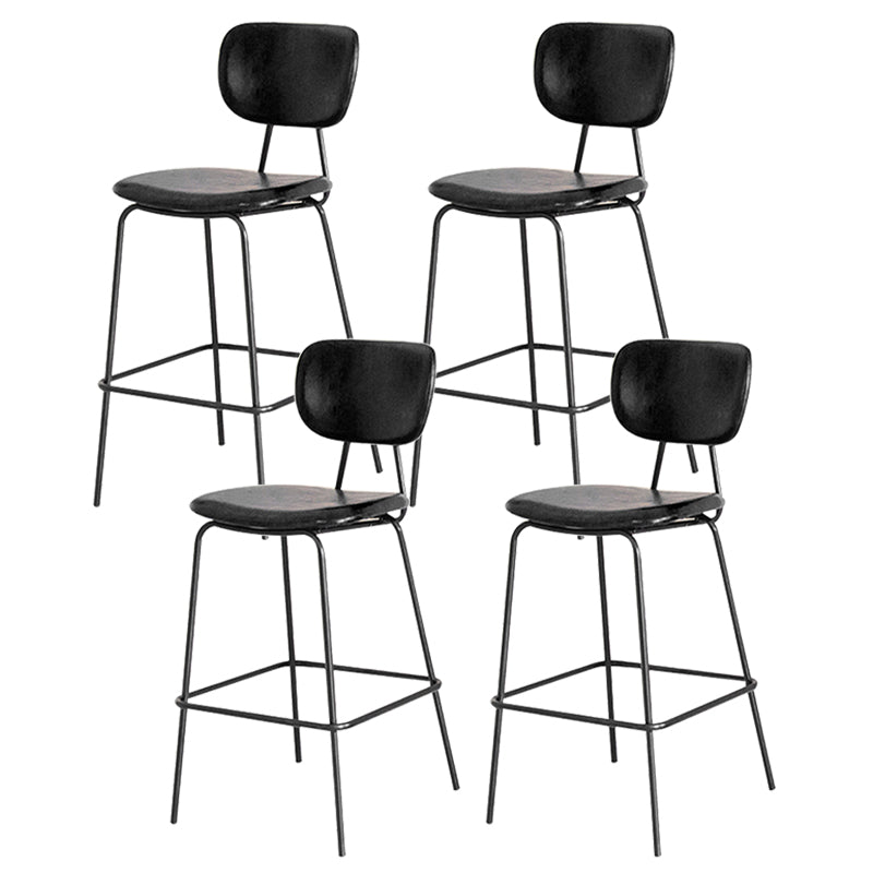Taburetes contemporáneos de barra sin brazo con la base de metal negro