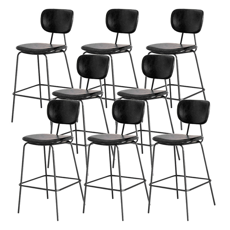 Taburetes contemporáneos de barra sin brazo con la base de metal negro