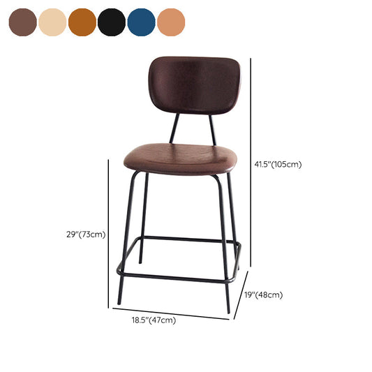 Contemporary Low Back Armless Bar Stools with Black Metal Base