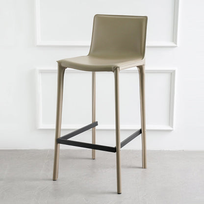 Modern Armless Faux Leather Low Back Bar Stools with Metal Base
