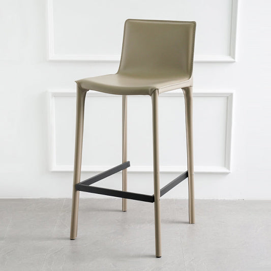 Modern Armless Faux Leather Low Back Bar Stools with Metal Base Khaki 1 Piece