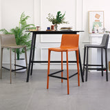 Modern Armless Faux Leather Low Back Bar Stools with Metal Base
