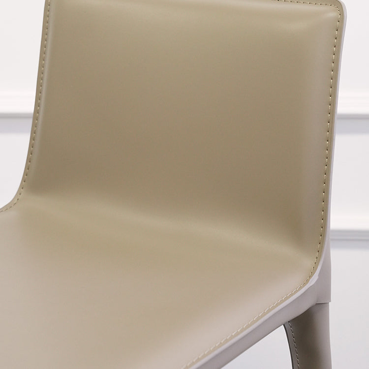 Modern Armless Faux Leather Low Back Bar Stools with Metal Base