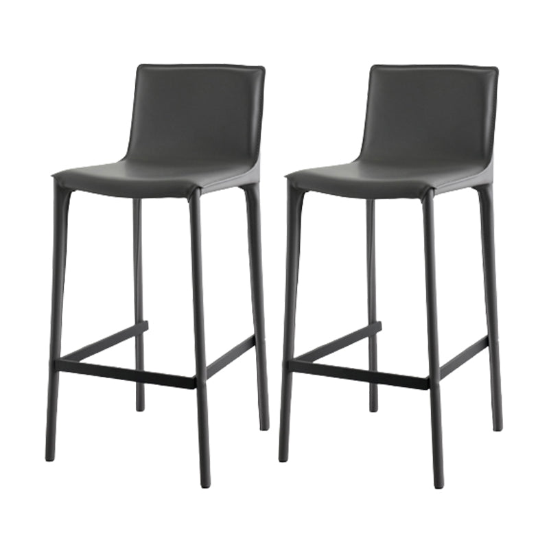 Modern Armless Faux Leather Low Back Bar Stools with Metal Base