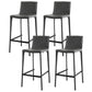 Modern Armless Faux Leather Low Back Bar Stools with Metal Base