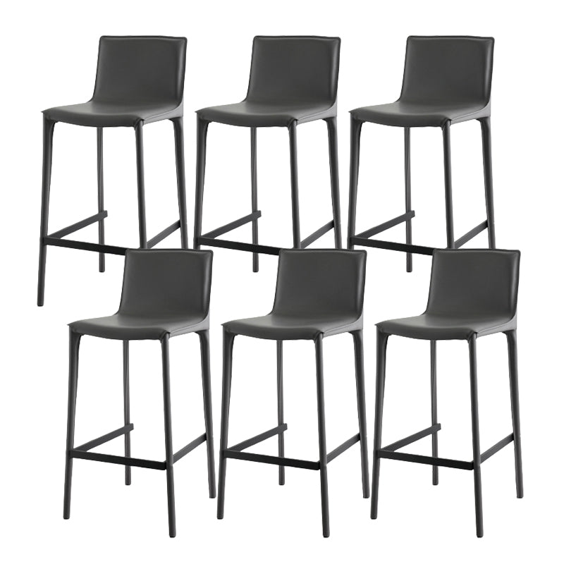Modern Armless Faux Leather Low Back Bar Stools with Metal Base