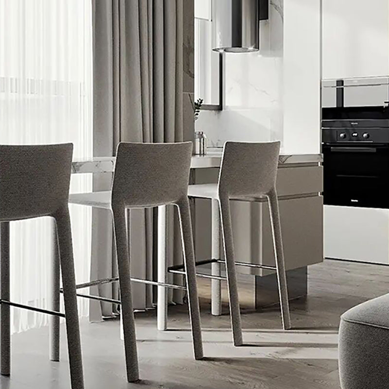 Modern Armless Faux Leather Low Back Bar Stools with Metal Base