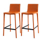 Modern Armless Faux Leather Low Back Bar Stools with Metal Base