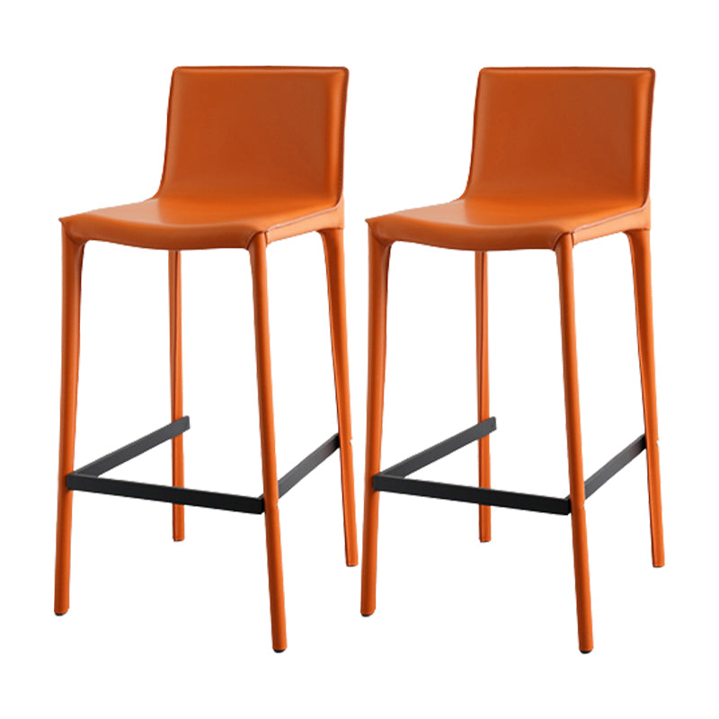 Modern Armless Faux Leather Low Back Bar Stools with Metal Base