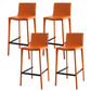 Modern Armless Faux Leather Low Back Bar Stools with Metal Base