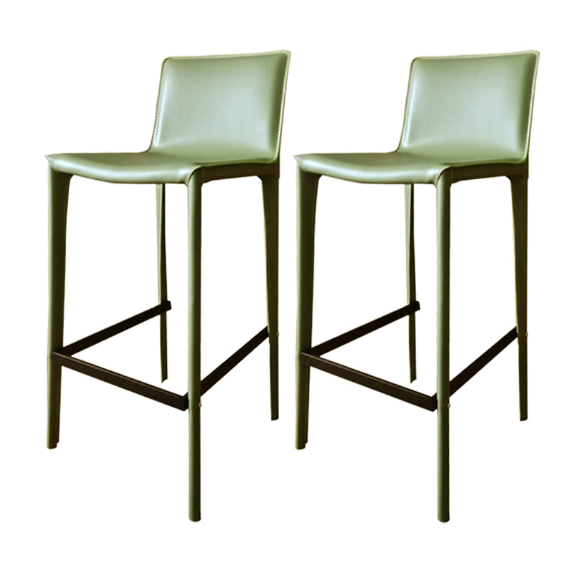 Modern Armless Faux Leather Low Back Bar Stools with Metal Base