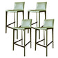 Modern Armless Faux Leather Low Back Bar Stools with Metal Base