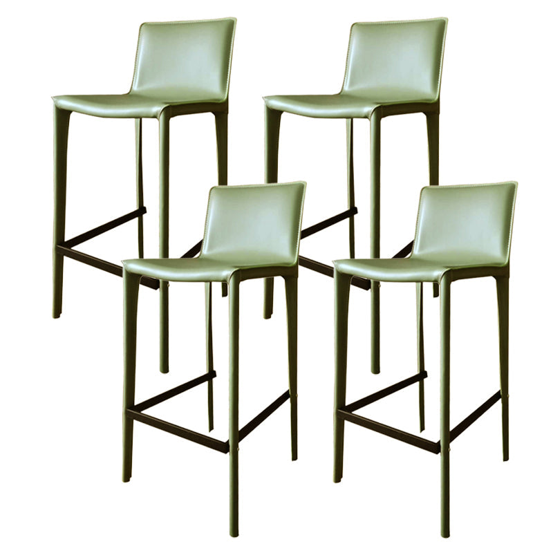 Modern Armless Faux Leather Low Back Bar Stools with Metal Base