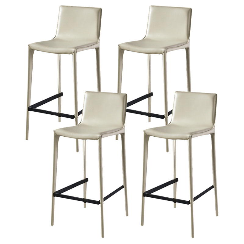 Modern Armless Faux Leather Low Back Bar Stools with Metal Base