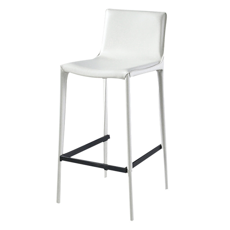 Modern Armless Faux Leather Low Back Bar Stools with Metal Base