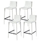 Modern Armless Faux Leather Low Back Bar Stools with Metal Base