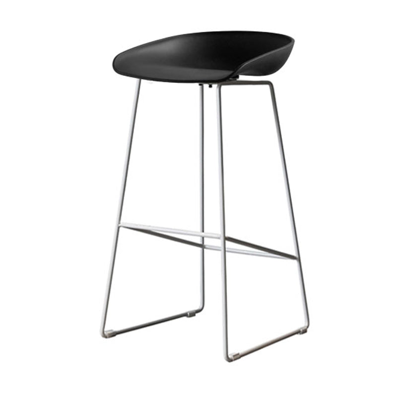 Industrial Indoor Armless Footrest Bar Stool with Metal Legs