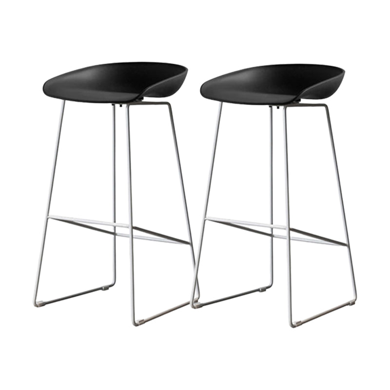 Industrial Indoor Armless Footrest Bar Stool with Metal Legs