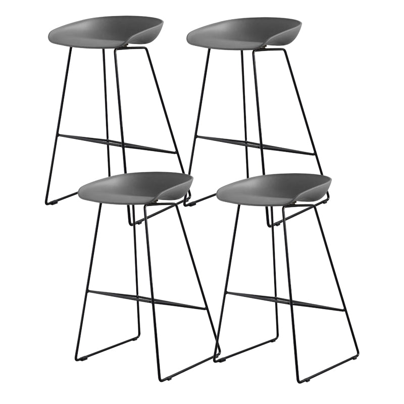 Industrial Indoor Armless Footrest Bar Stool with Metal Legs