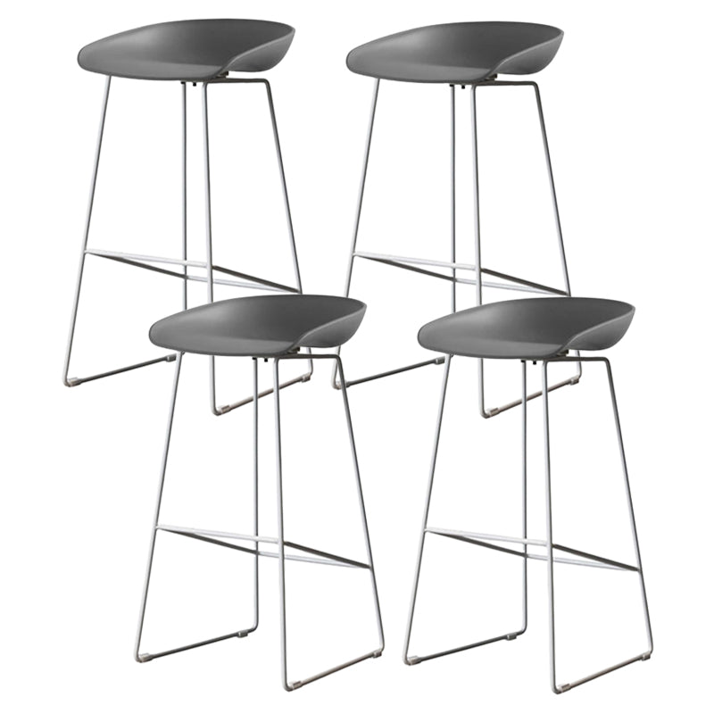 Industrial Indoor Armless Footrest Bar Stool with Metal Legs