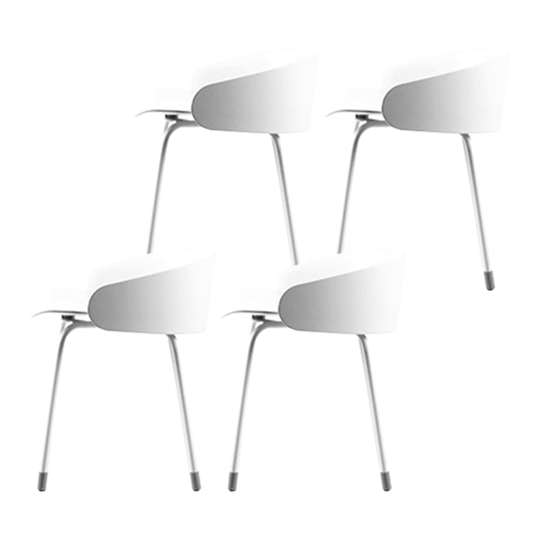 ホワイトメタルベースのあるコンテンポラリーバケツローバックアームレスバースツール