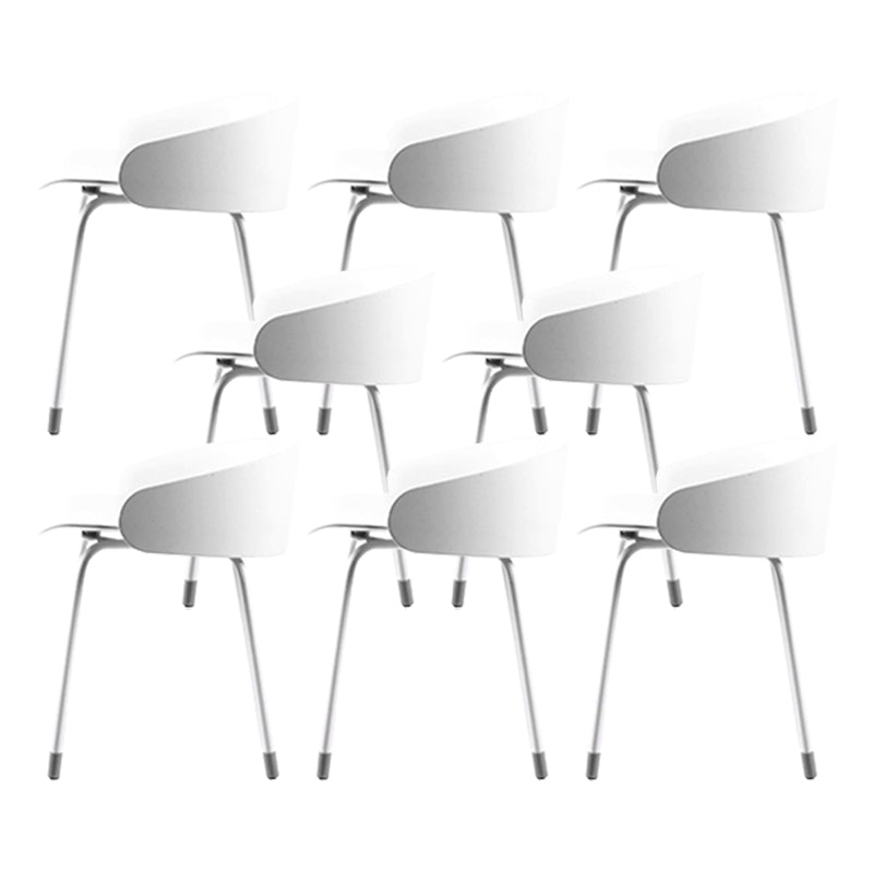 ホワイトメタルベースのあるコンテンポラリーバケツローバックアームレスバースツール