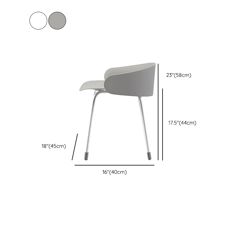 ホワイトメタルベースのあるコンテンポラリーバケツローバックアームレスバースツール