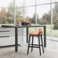 Contemporary 38.5-inch Armless Bar Stool with Solid Wood Base
