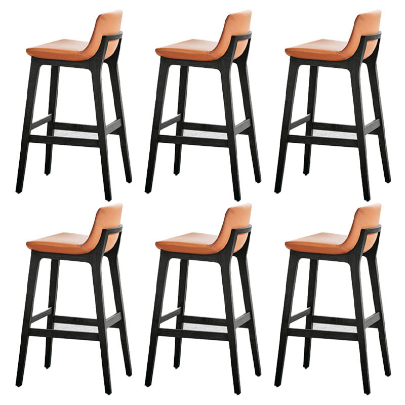 Contemporary 38.5-inch Armless Bar Stool with Solid Wood Base